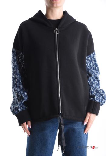 Felpa in Cotone maniche lunghe con zip con cappuccio - ph 1