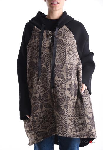 Cotton Jacket with zip without lining with hood
