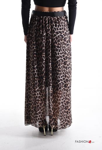 Gonna chiffon Fantasia animalier con fodera con cintura in stoffa - ph 2