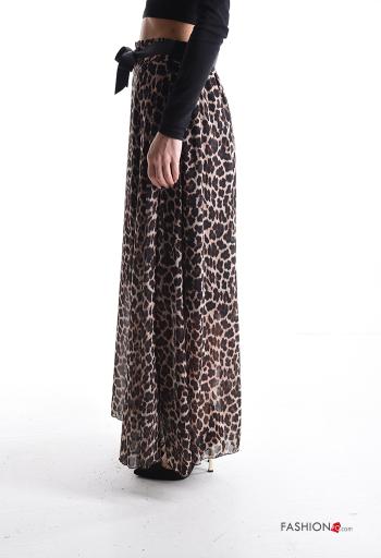 Gonna chiffon Fantasia animalier con fodera con cintura in stoffa - ph 3