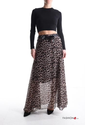Gonna chiffon Fantasia animalier con fodera con cintura in stoffa - ph 5