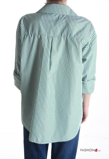Camisa de Algodón manga larga con cuello a rayas con botones - ph 2
