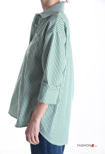 Camisa de Algodón manga larga con cuello a rayas con botones - ph 3
