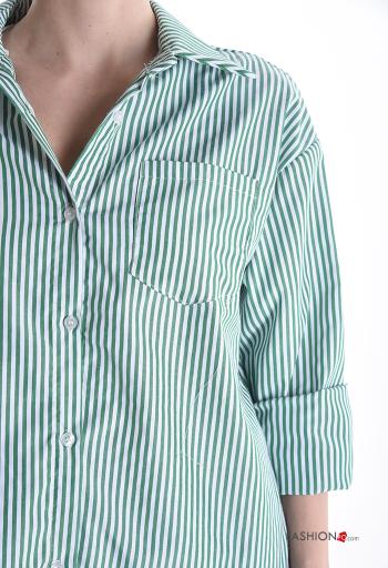 Camisa de Algodón manga larga con cuello a rayas con botones - ph 4