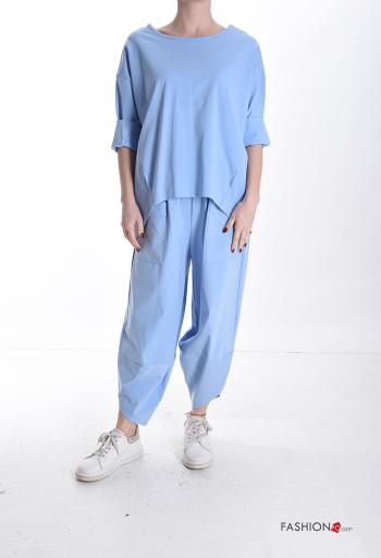 Tuta sportiva in Cotone maniche lunghe girocollo con tasche con elastico