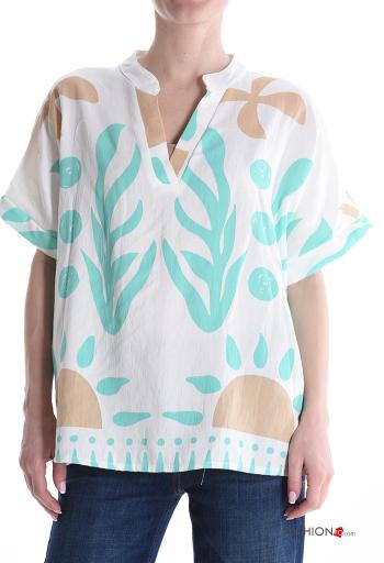 Abstract print short sleeve Blouse - ph 1