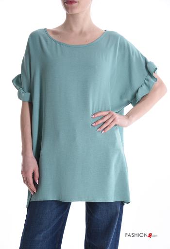 Blusa maniche volant maniche corte girocollo