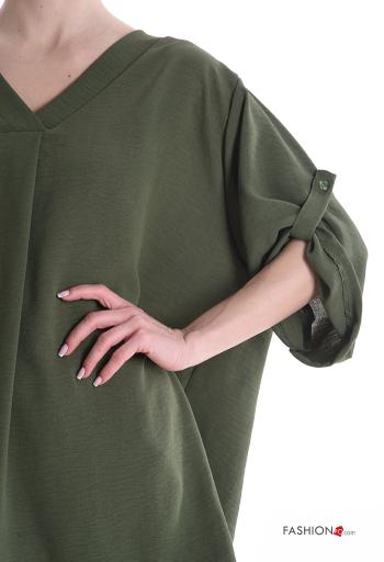 oversized Blouse with v-neck 3/4 sleeve - ph 4