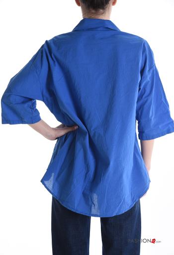 Chemise en Coton à collet à broderie à boutons manches à trois-quarts - ph 2