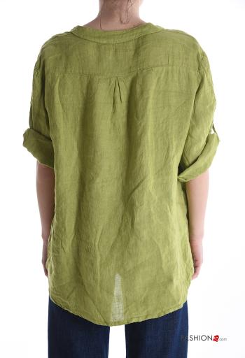 Blusa de Lino con botones con cuello en v - ph 2