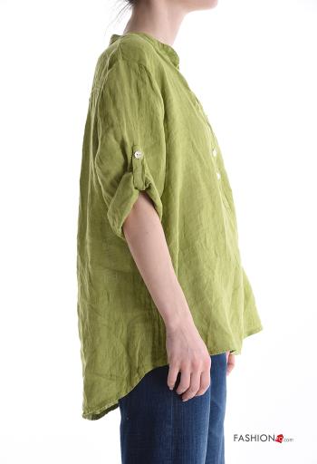 Blusa de Lino con botones con cuello en v - ph 3