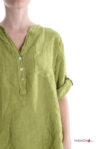 Blusa de Lino con botones con cuello en v - ph 4