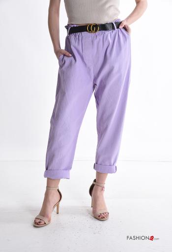 Pantalone in Cotone con elastico con cintura con tasche - ph 1