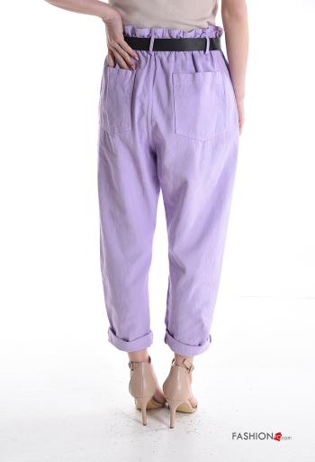 Pantalone in Cotone con elastico con cintura con tasche - ph 2