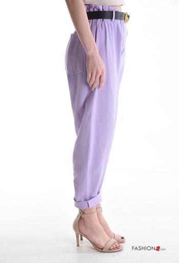 Pantalone in Cotone con elastico con cintura con tasche - ph 3