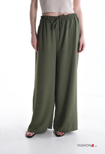 Pantalone wide leg con strass con elastico - ph 1