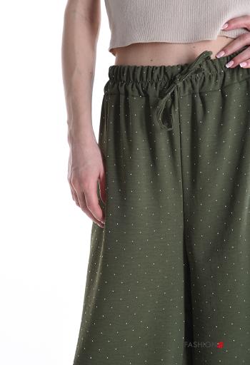 Pantalone wide leg con strass con elastico - ph 4