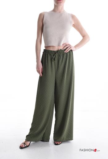 Pantalone wide leg con strass con elastico - ph 5