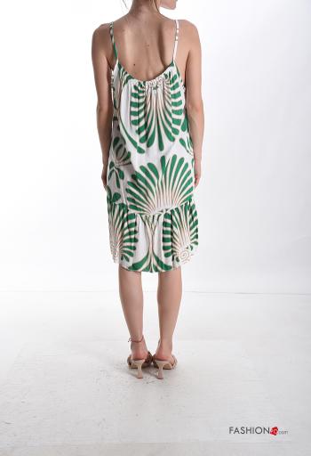 Batik print sleeveless backless knee-length Dress with flounces - ph 2
