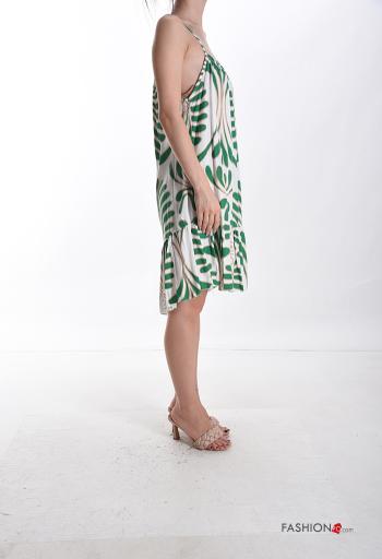 Batik print sleeveless backless knee-length Dress with flounces - ph 3