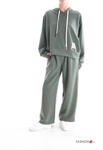 Traje de deporte manga larga con elástico con capucha con bolsillos con cordón - ph 1