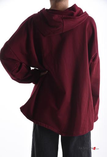 lange ärmel Sweatshirt aus Baumwolle mit Taschen mit Kapuze mit Reißverschluss - ph 2
