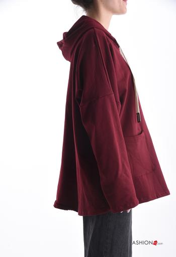 lange ärmel Sweatshirt aus Baumwolle mit Taschen mit Kapuze mit Reißverschluss - ph 3