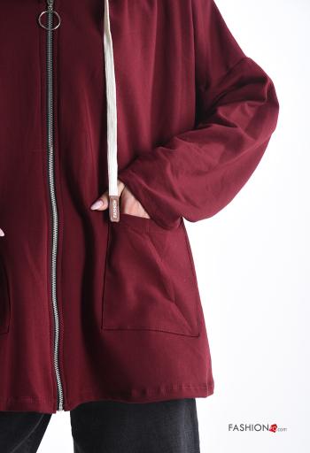 lange ärmel Sweatshirt aus Baumwolle mit Taschen mit Kapuze mit Reißverschluss - ph 4