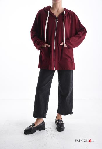 lange ärmel Sweatshirt aus Baumwolle mit Taschen mit Kapuze mit Reißverschluss - ph 5