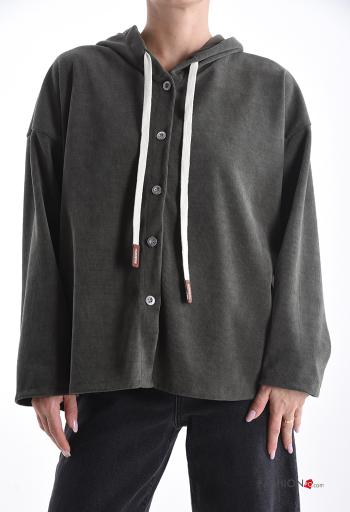 T-shirt à manches longues à boutons à capuche - ph 1