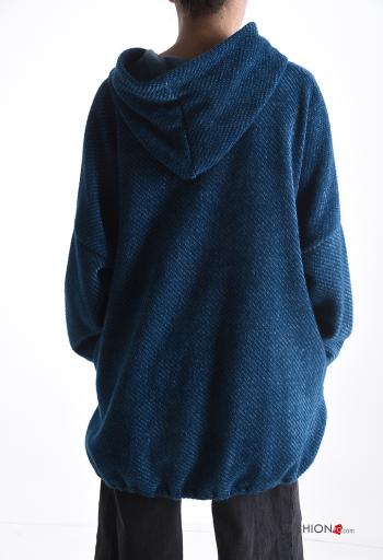 Felpa oversize maniche lunghe con zip con tasche con cappuccio - ph 2