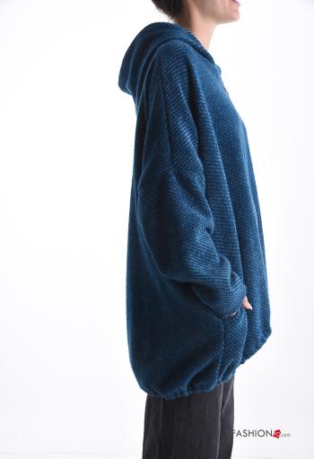 Felpa oversize maniche lunghe con zip con tasche con cappuccio - ph 3