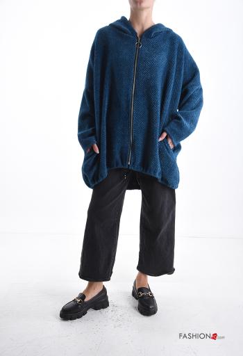 Felpa oversize maniche lunghe con zip con tasche con cappuccio - ph 5
