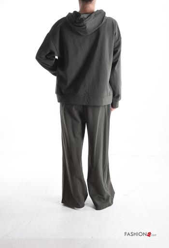 Tuta sportiva in Cotone maniche lunghe con elastico con tasche con cappuccio - ph 2