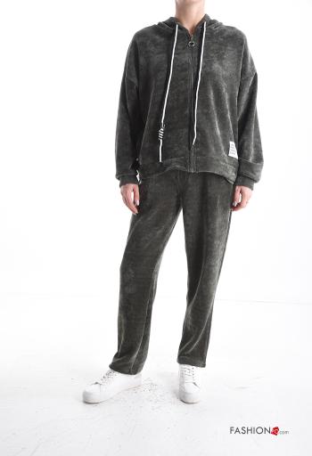 Tuta sportiva maniche lunghe con elastico con tasche con cappuccio