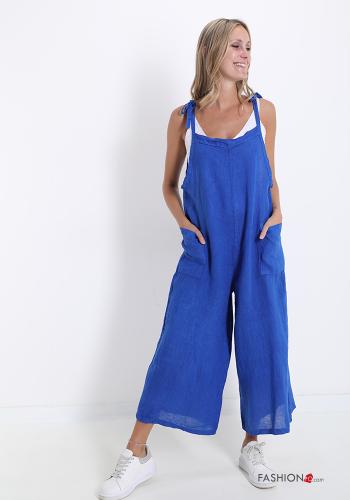 wide leg Linen Dungaree with pockets - ph 1