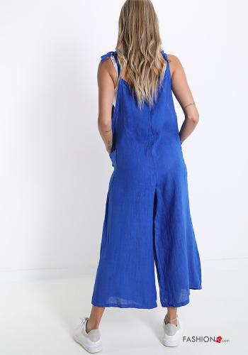 wide leg Linen Dungaree with pockets - ph 2