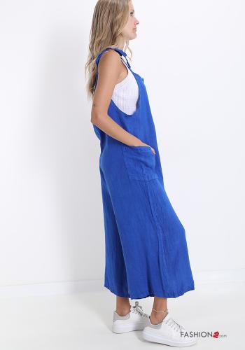 wide leg Linen Dungaree with pockets - ph 3