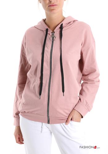 Felpa in Cotone con zip con cappuccio