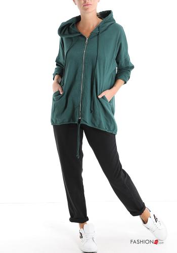 Sweatshirt em Algodão com fecho com bolsos com capuz - ph 5