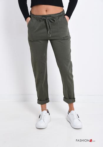 Pantalone in Cotone con tasche con fiocco