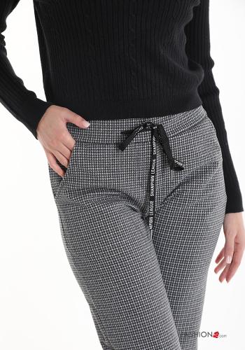Hahnentritt Muster Hose mit Taschen mit Schleife - ph 4