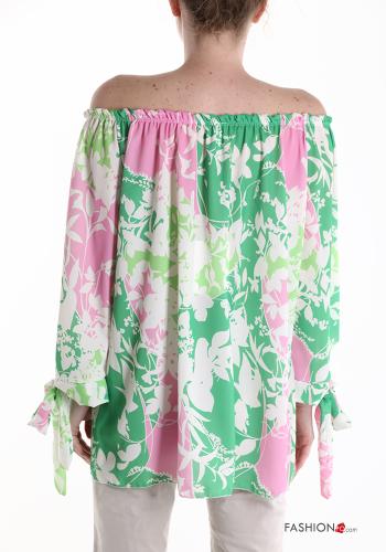 Blouse à Imprimé Floral avec noeud décolleté bardot - ph 2