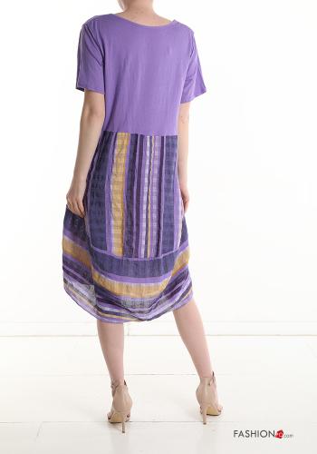 Robe en Coton à genoux Imprimé à rayures avec poches - ph 2