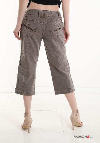 Cotton Cropped Trousers with pockets with zip - ph 2