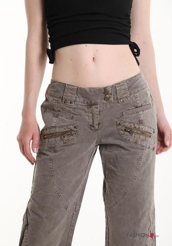 Cotton Cropped Trousers with pockets with zip - ph 4