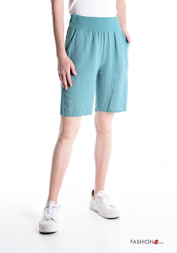 Linen Bermuda with pockets with elastic