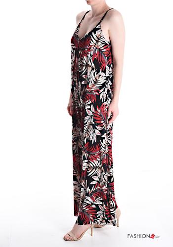 Leaf print sleeveless wide leg Jumpsuit with v-neck - ph 3