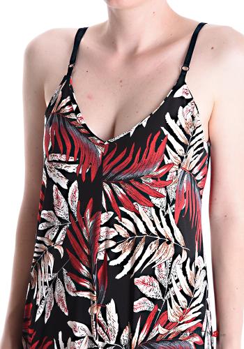 Leaf print sleeveless wide leg Jumpsuit with v-neck - ph 4