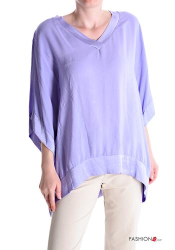 Blusa scollo a V maniche a tre quarti